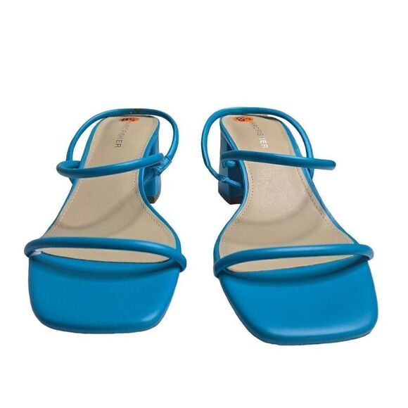 Marc Fisher Blue Open Toe Block Heel Strappy Sandal Size 8.5 - Picture 3 of 9